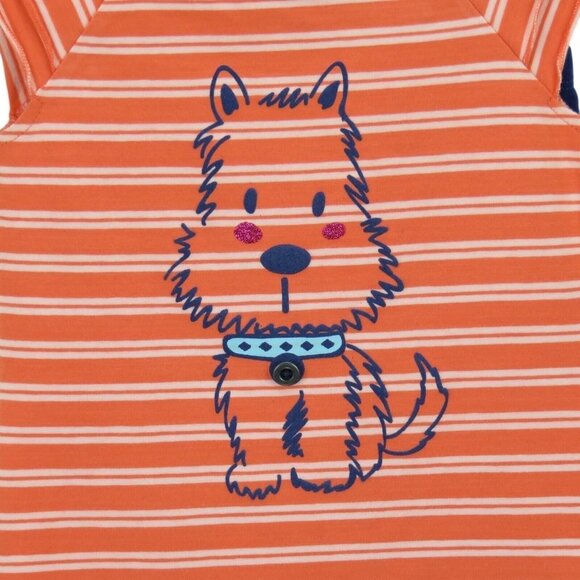 Girls 3T 2-Piece Pant Set Orange & Blue Dog Graphic Striped Toddler - Picture 2 of 4